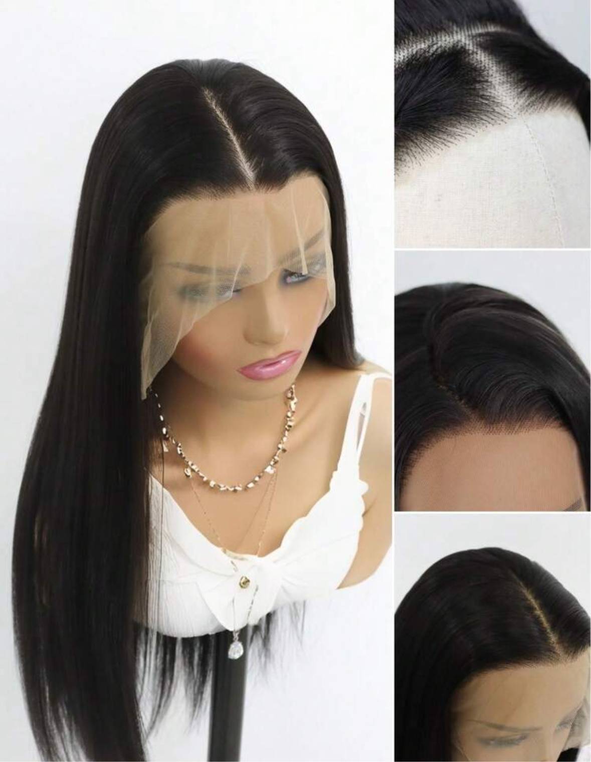 Straight Glueless Human Blend Luxury Wig.