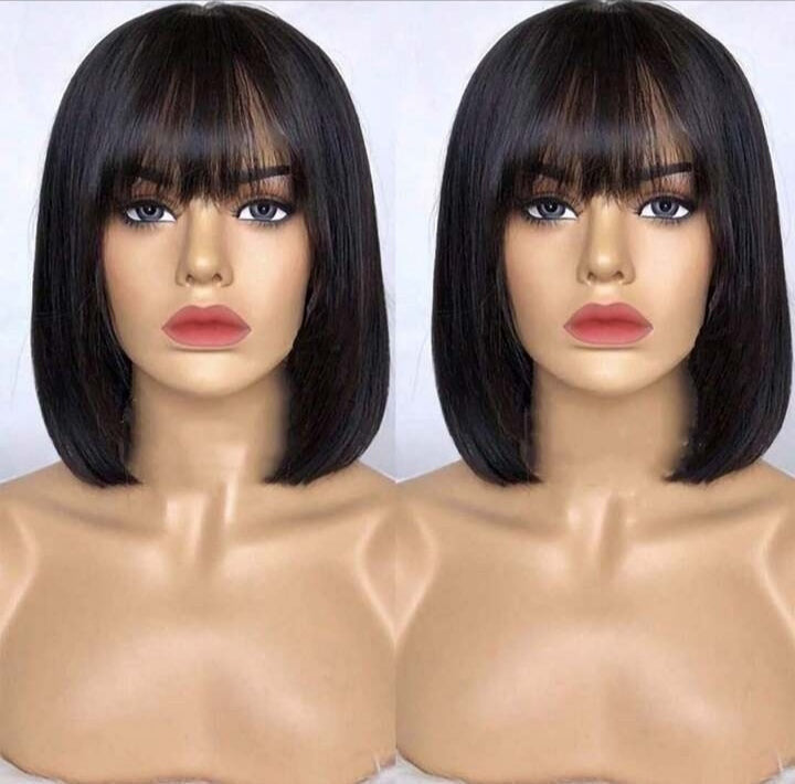 Short Bob Straight Human Hair Wig.