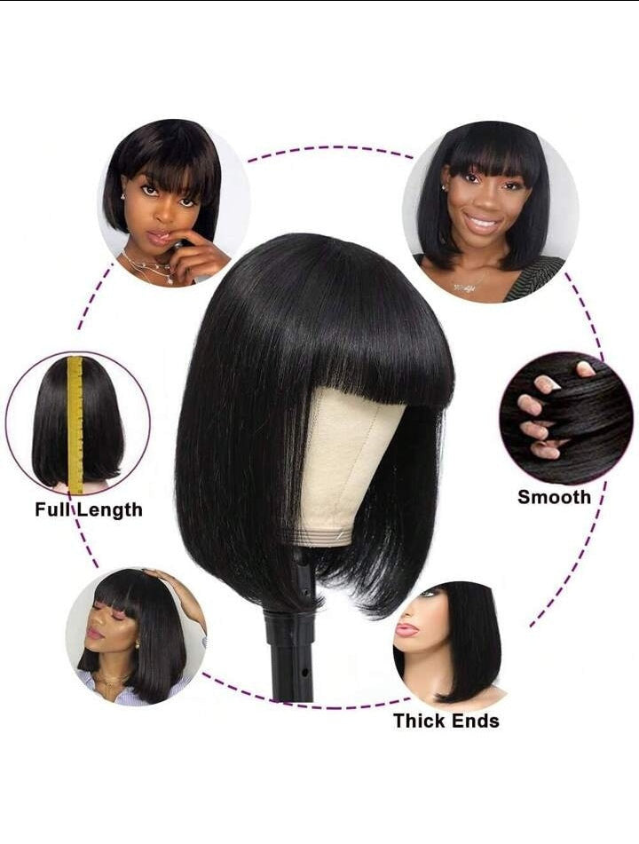 Short Bob Straight Human Hair Wig.