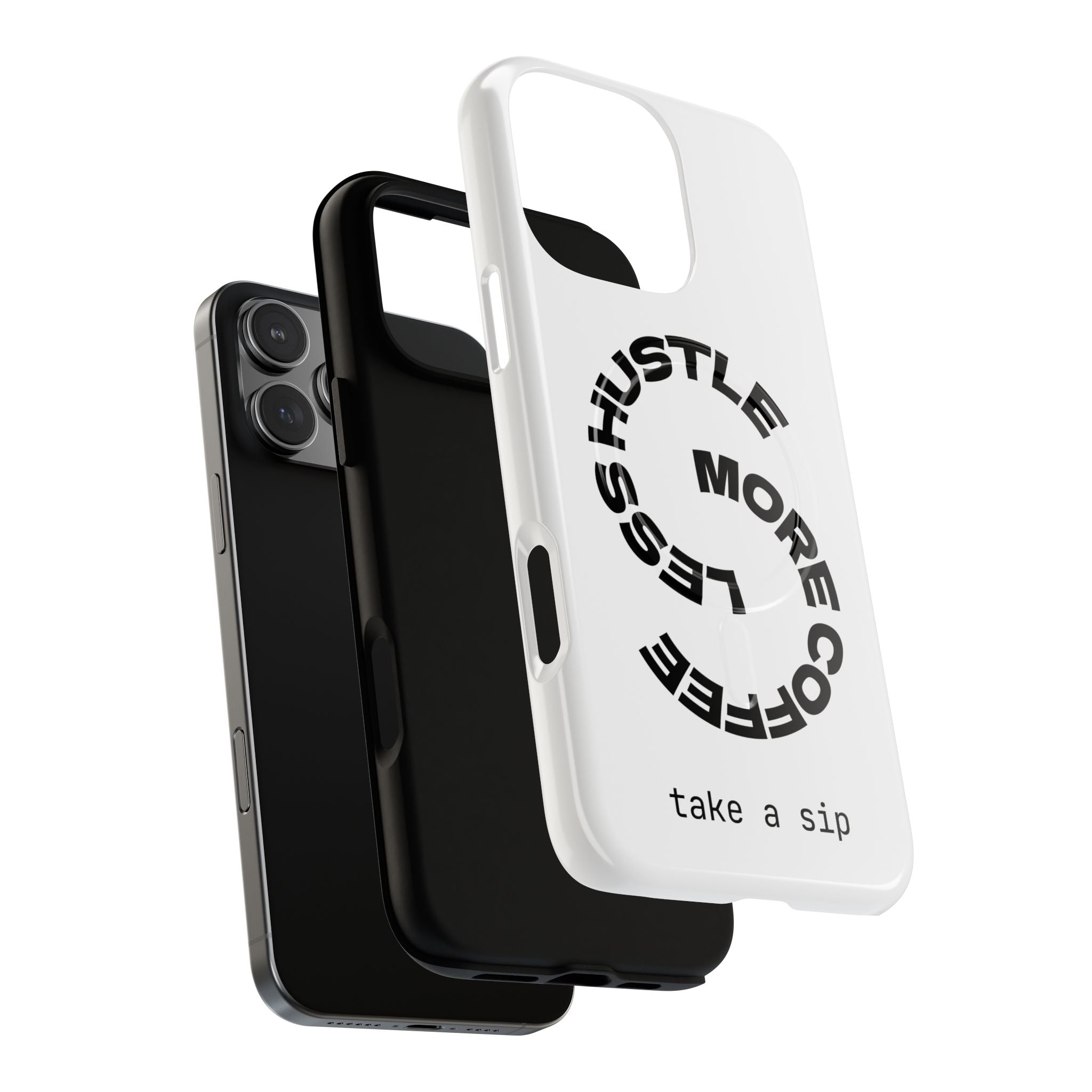 Phone Case — "Hustle More, Less Coffee" Minimalist Tough Magnetic Case