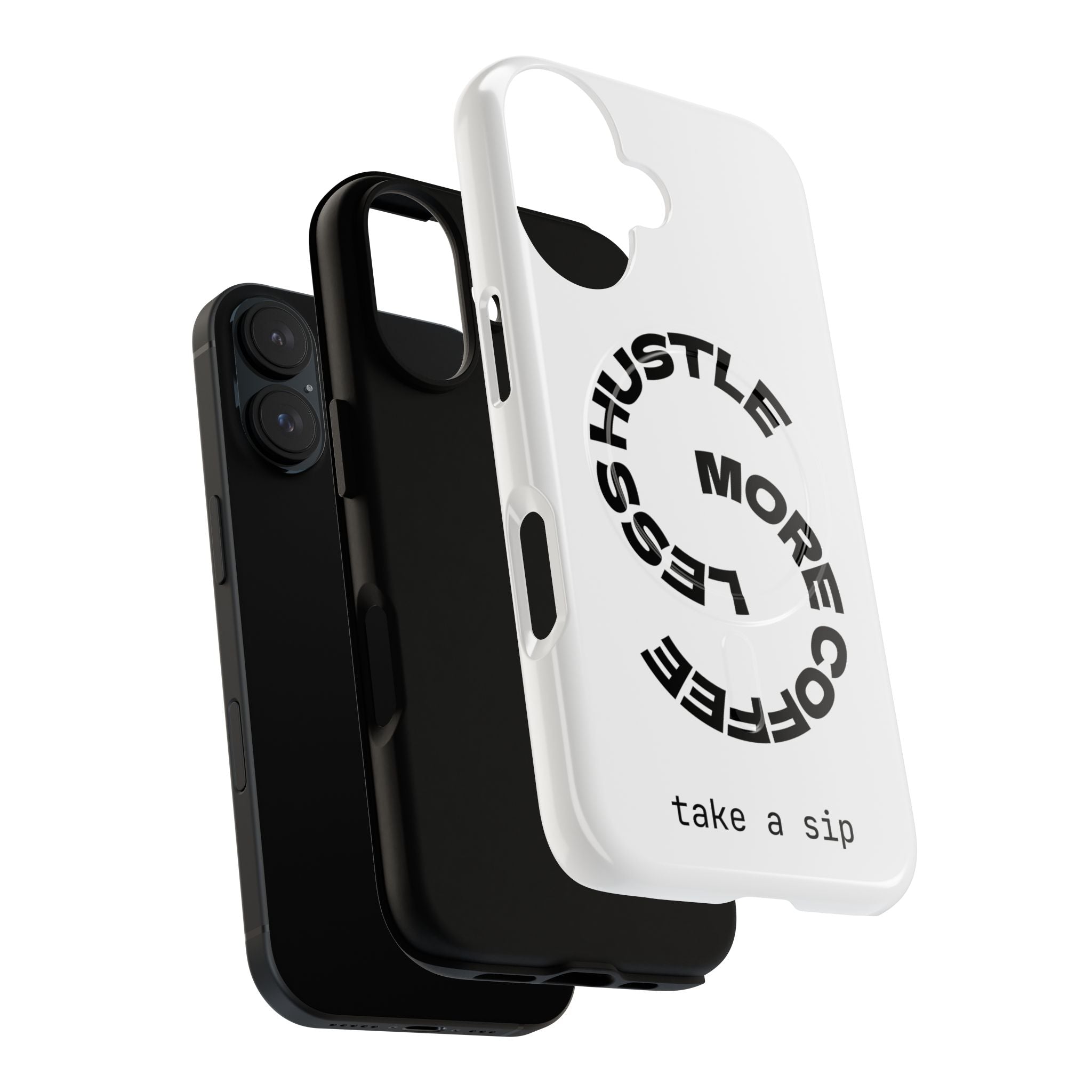 Phone Case — "Hustle More, Less Coffee" Minimalist Tough Magnetic Case