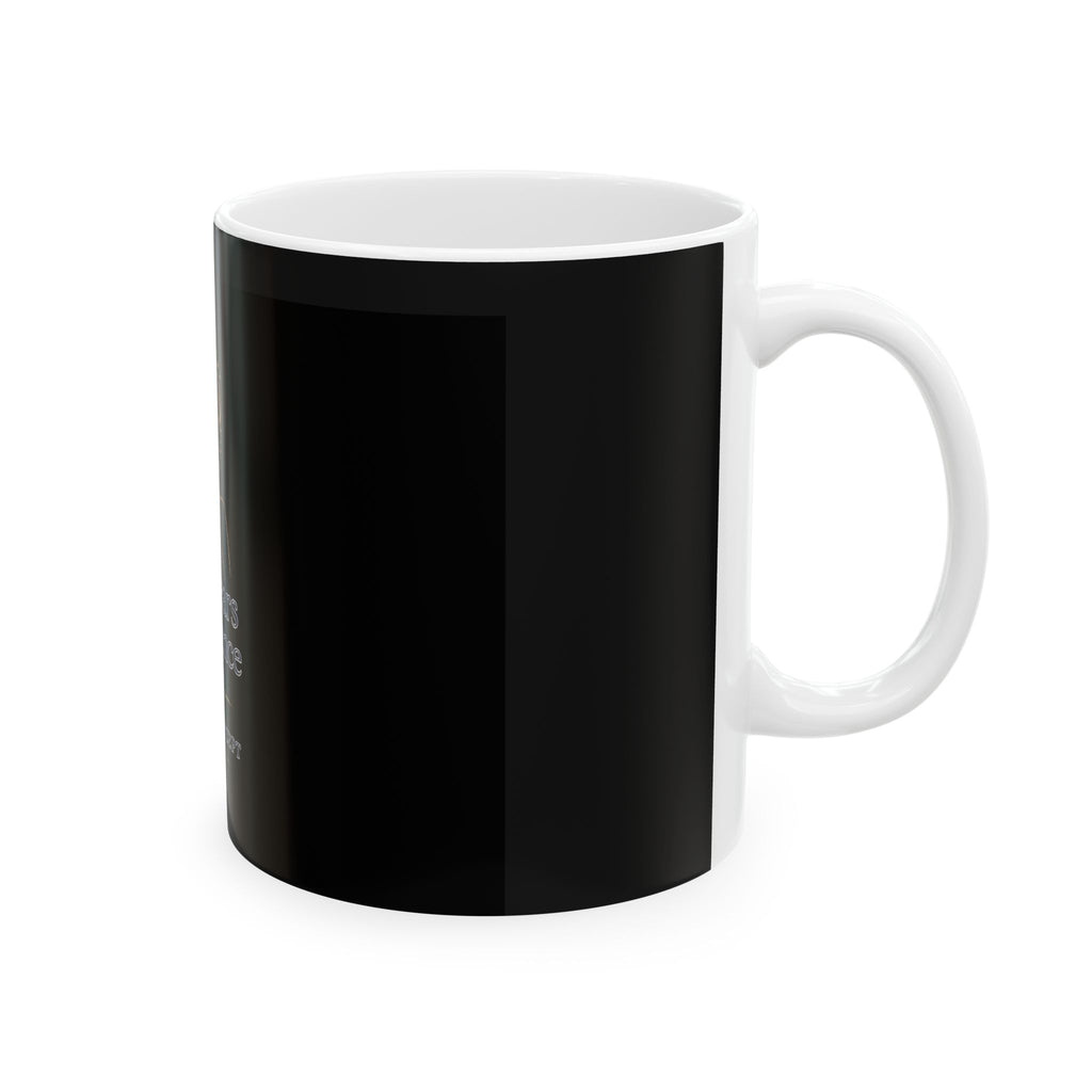 She Wears Confidence Ceramic Mug — Empowerment Coffee Cup with Gold Crown Design