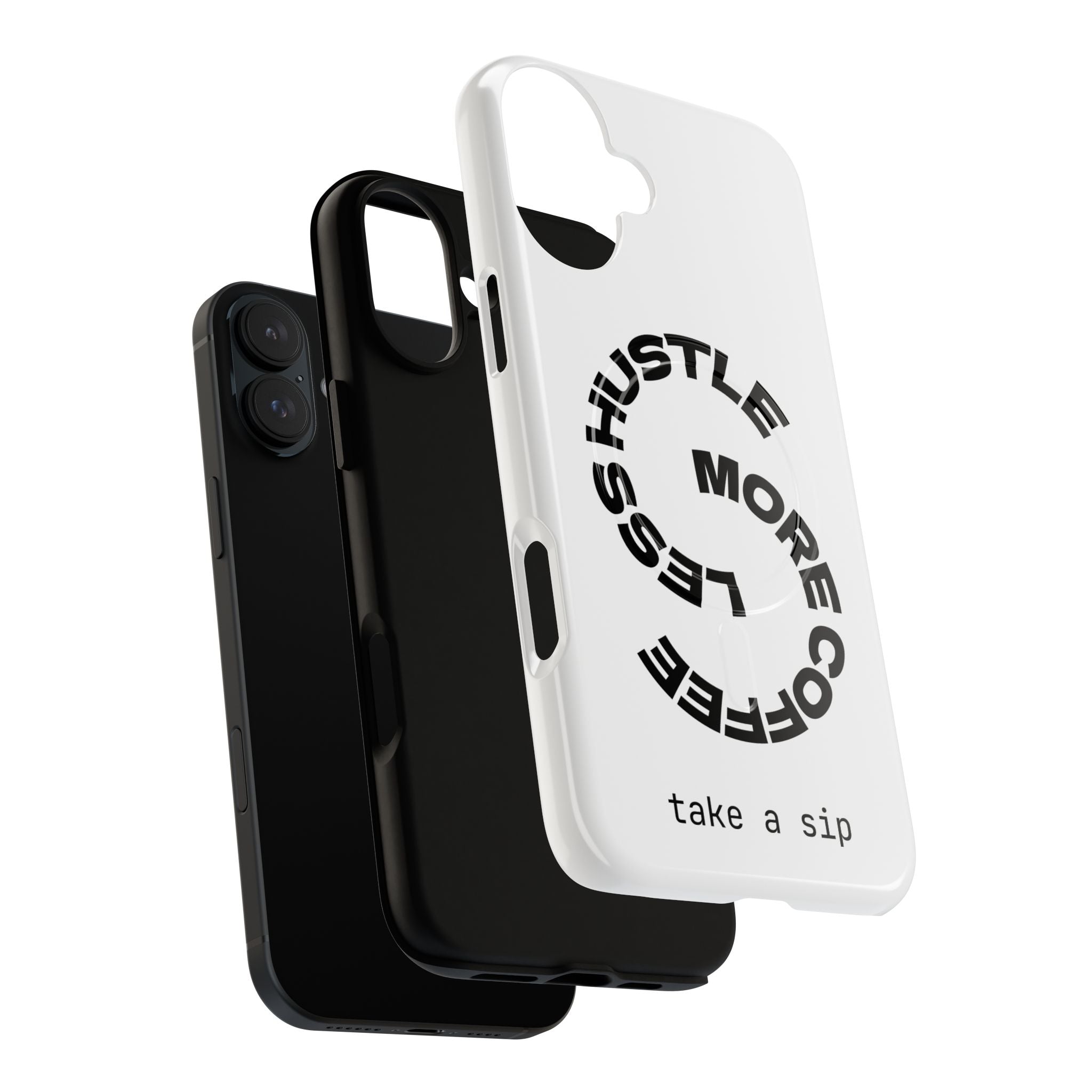 Phone Case — "Hustle More, Less Coffee" Minimalist Tough Magnetic Case