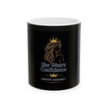 She Wears Confidence Ceramic Mug — Empowerment Coffee Cup with Gold Crown Design