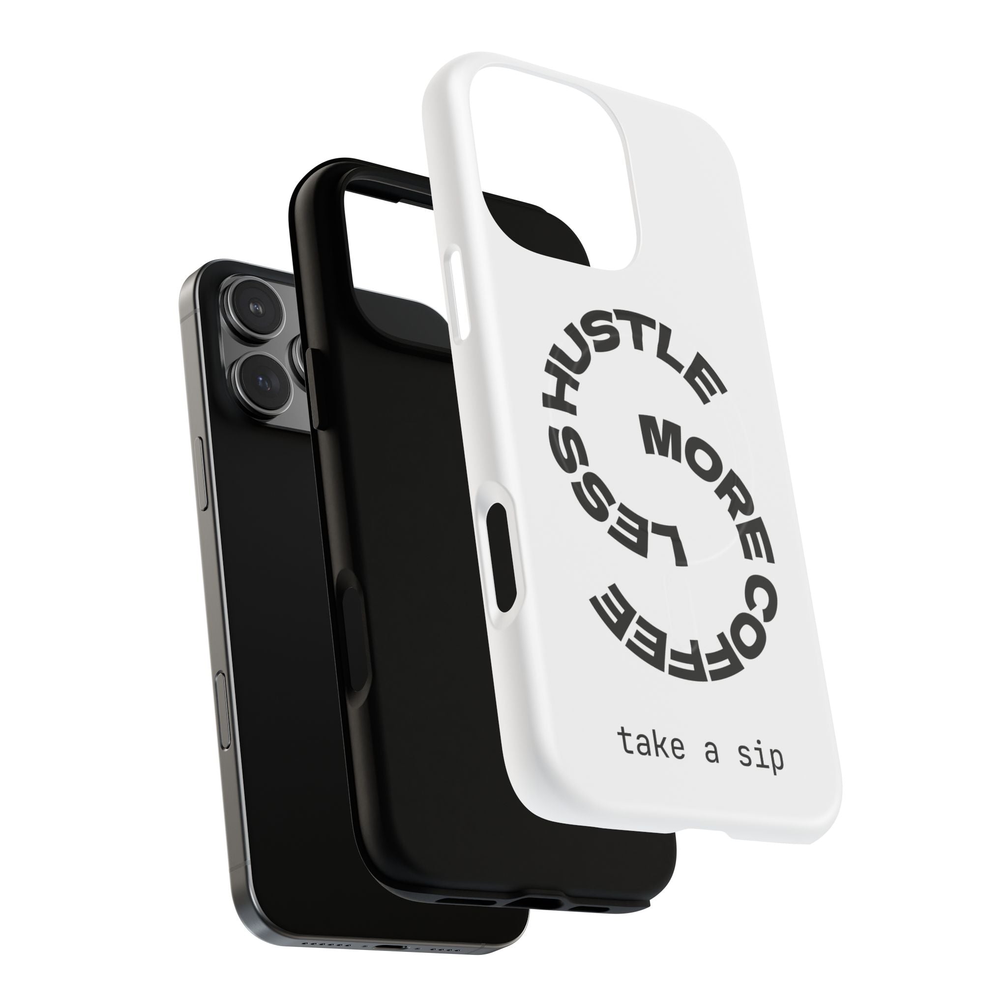 Phone Case — "Hustle More, Less Coffee" Minimalist Tough Magnetic Case