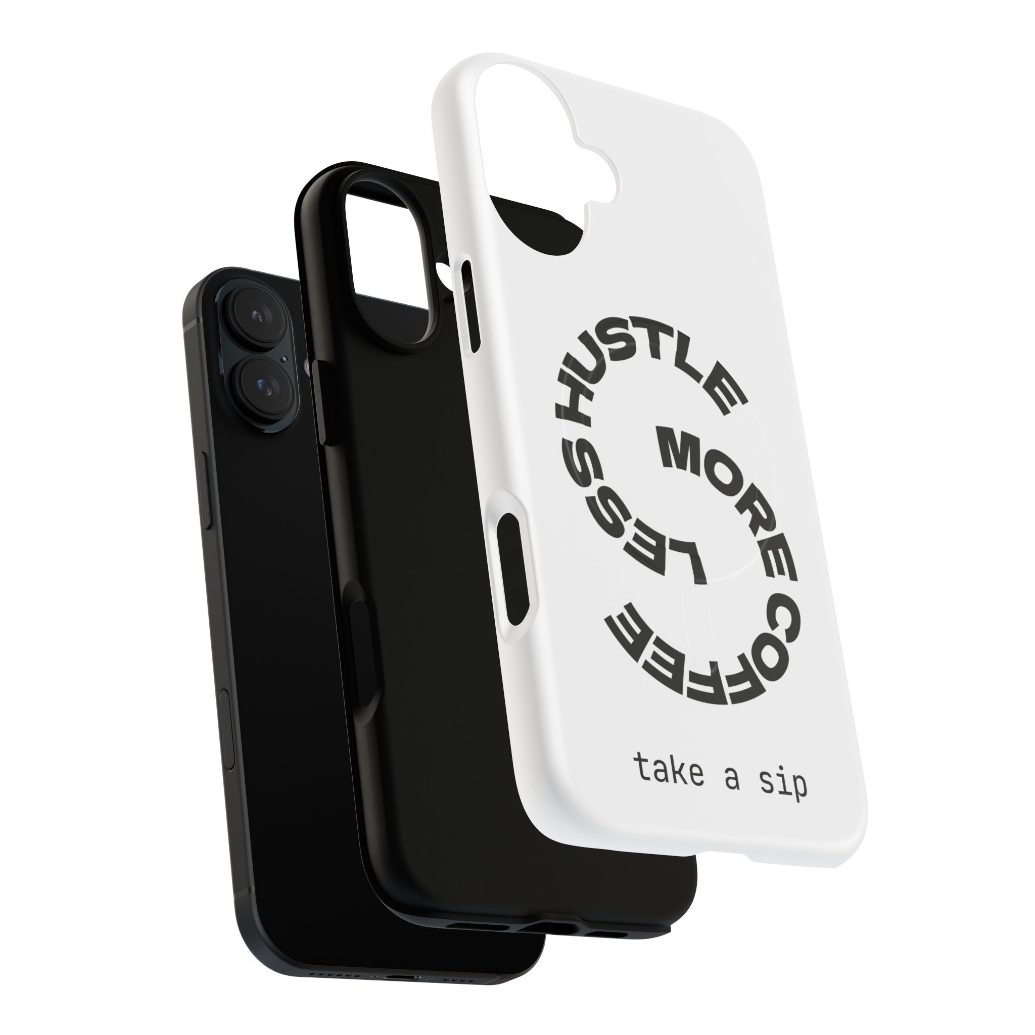 Phone Case — "Hustle More, Less Coffee" Minimalist Tough Magnetic Case