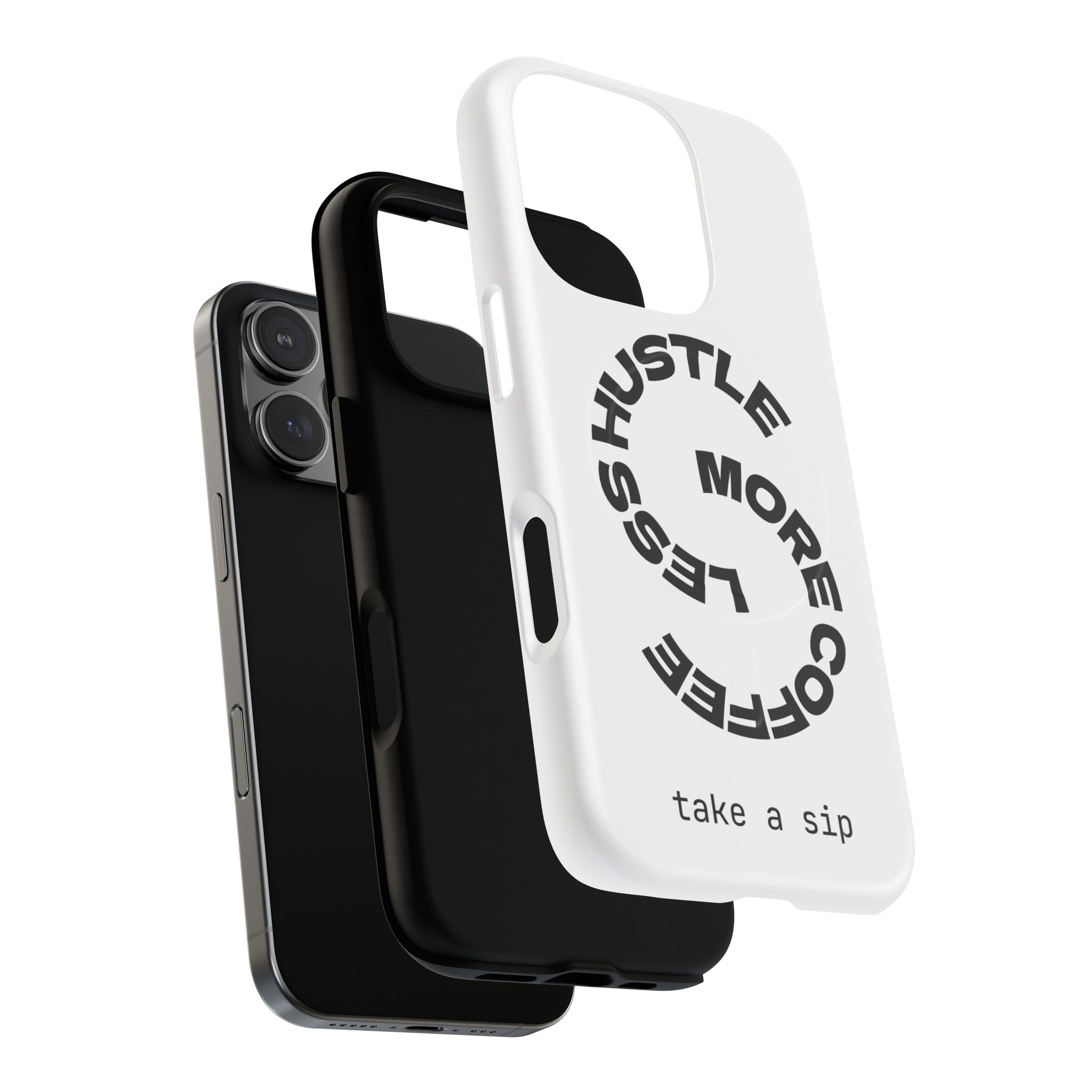 Phone Case — "Hustle More, Less Coffee" Minimalist Tough Magnetic Case