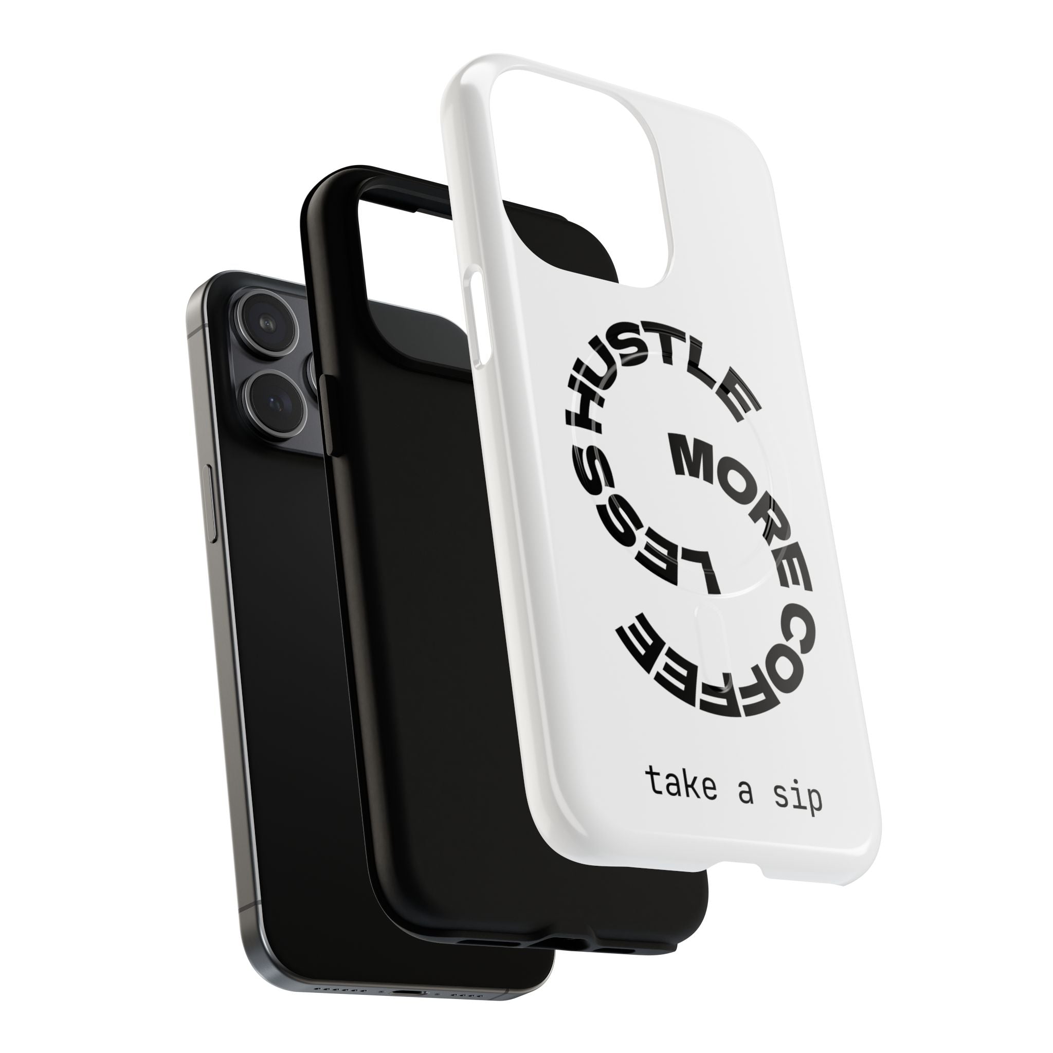 Phone Case — "Hustle More, Less Coffee" Minimalist Tough Magnetic Case