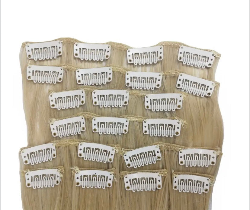 10 Piece Wavy Long Full Head Clip-on Hair Extensions XXL.