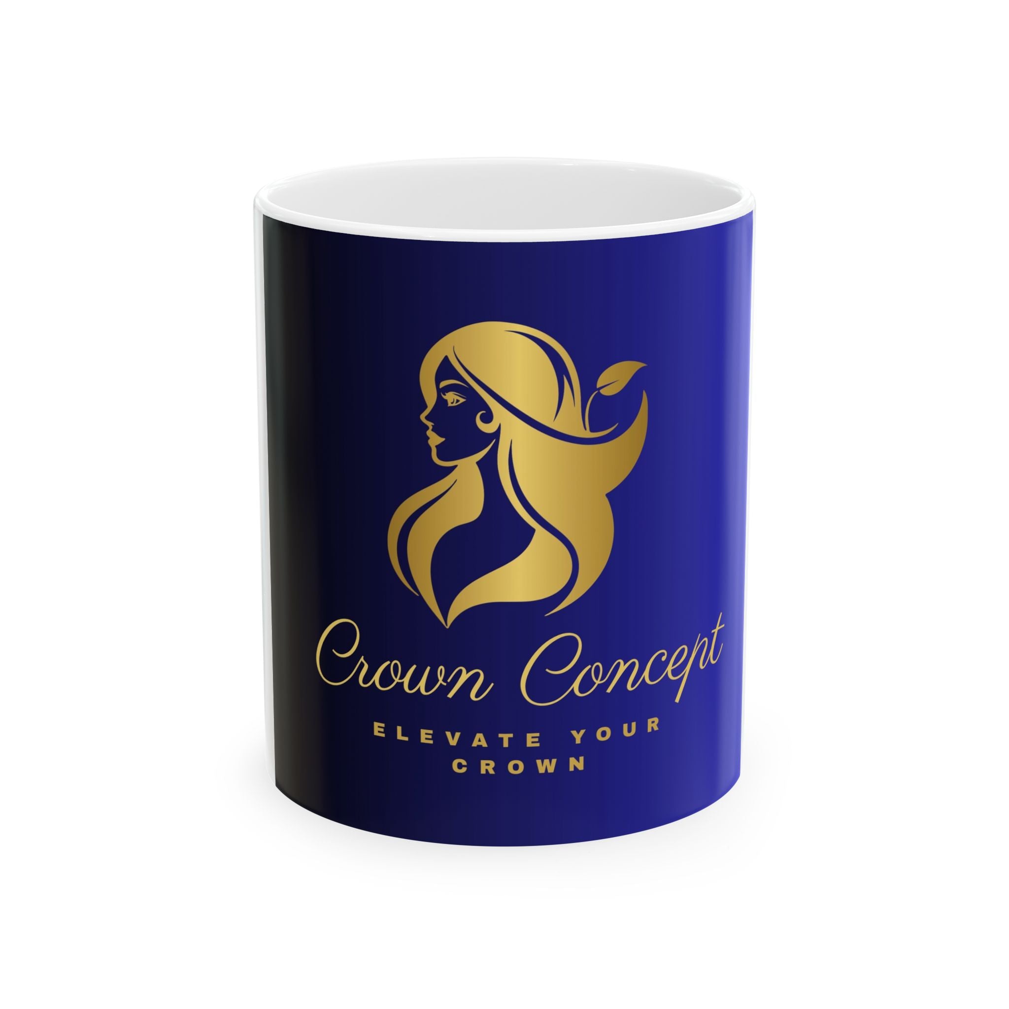 Crown Concepts Gold Logo Ceramic Mug — Elegant 11oz/15oz Coffee Cup