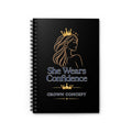 She Wears Confidence Spiral Notebook — Empowerment Journal with Crown Design