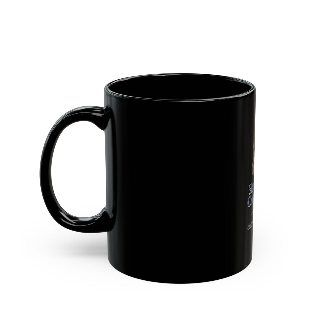 She Wears Confidence Black Coffee Mug — Inspirational Crown Design (11oz/15oz)