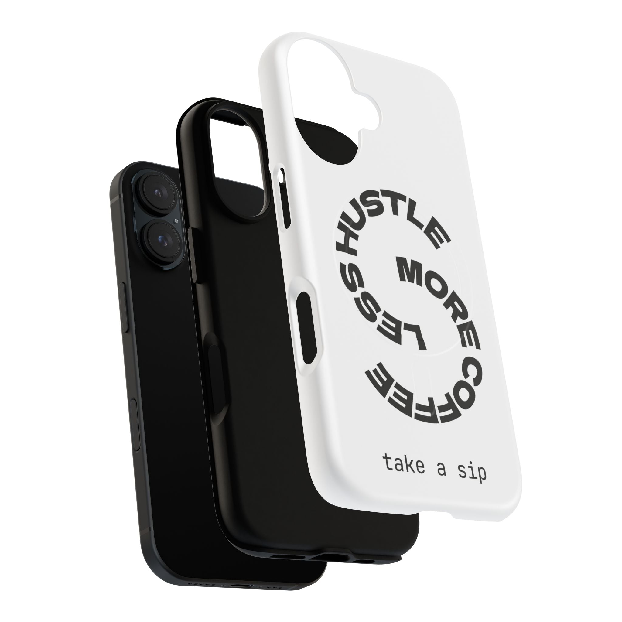 Phone Case — "Hustle More, Less Coffee" Minimalist Tough Magnetic Case