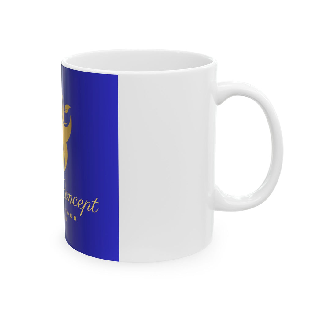Crown Concepts Gold Logo Ceramic Mug — Elegant 11oz/15oz Coffee Cup