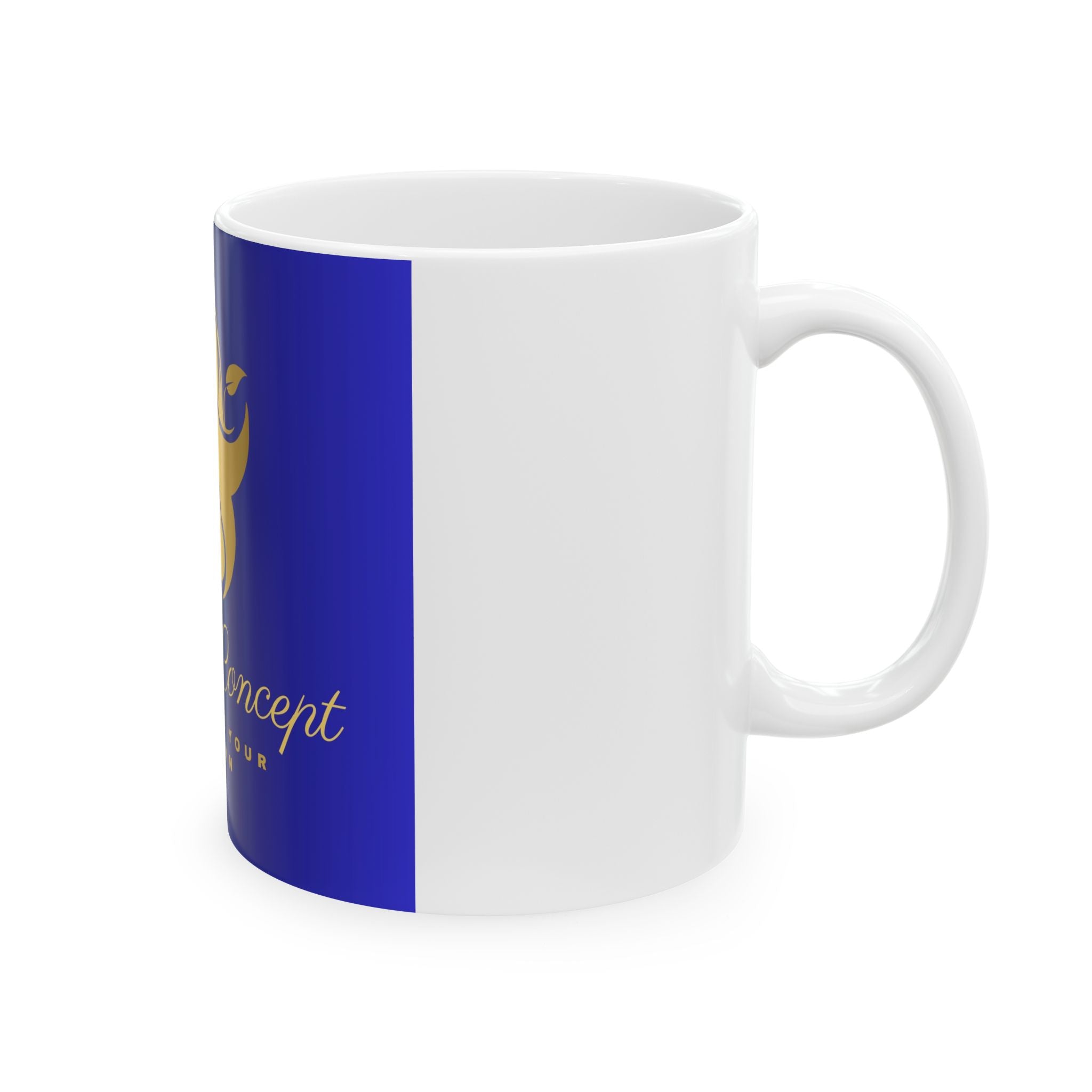 Crown Concepts Gold Logo Ceramic Mug — Elegant 11oz/15oz Coffee Cup