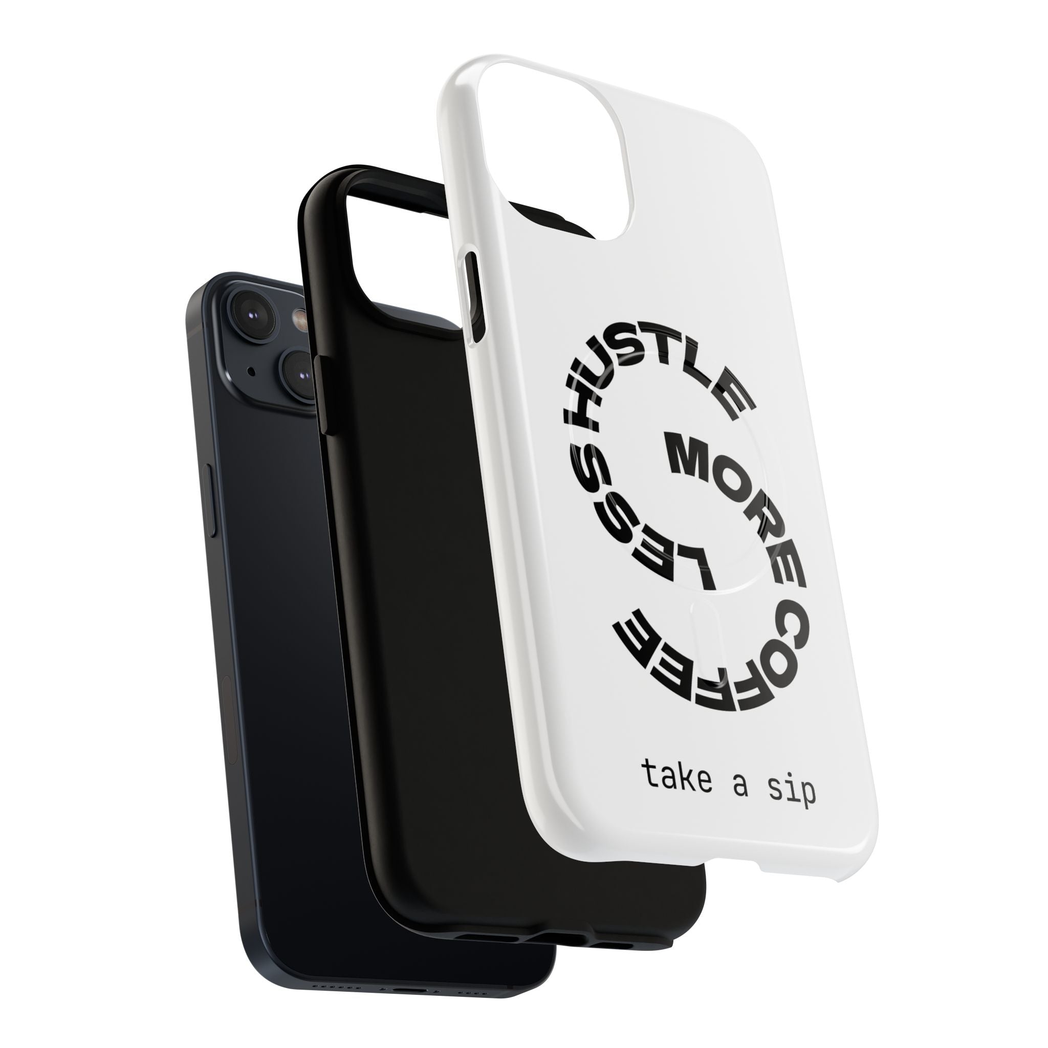 Phone Case — "Hustle More, Less Coffee" Minimalist Tough Magnetic Case