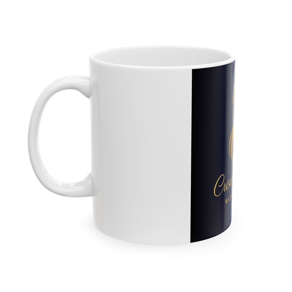Crown Concepts Gold Logo Ceramic Mug — Elegant 11oz/15oz Coffee Cup