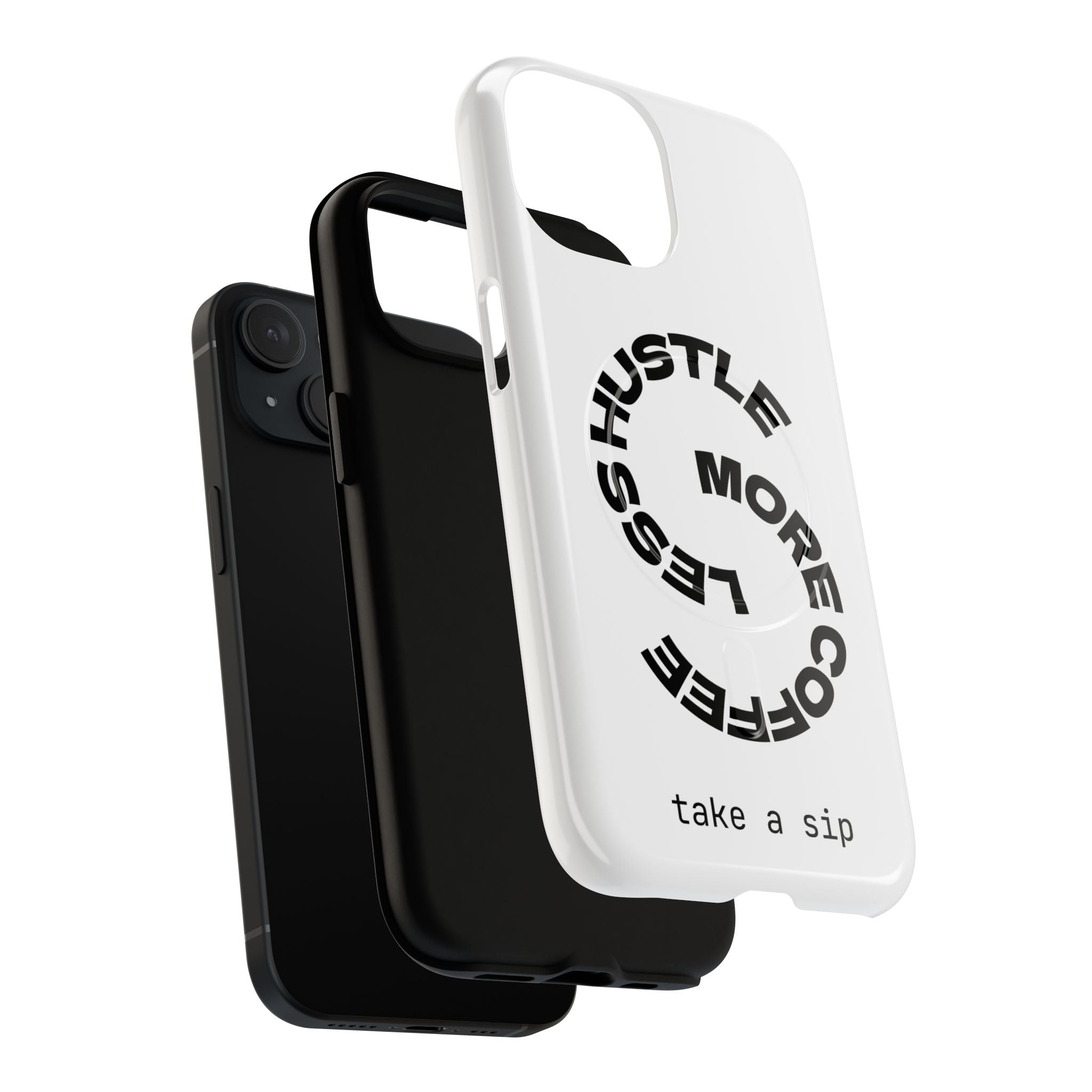 Phone Case — "Hustle More, Less Coffee" Minimalist Tough Magnetic Case