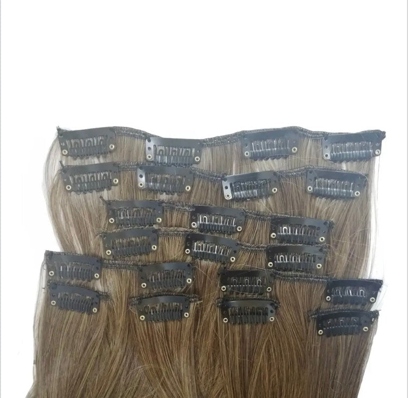 Straight Long Full Head Clip-on Hair Extensions.