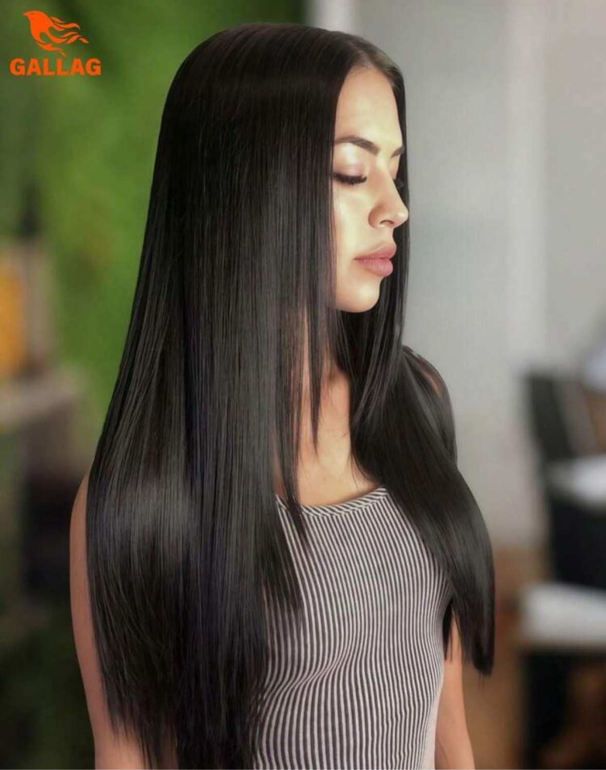 Straight Glueless Human Blend Luxury Wig.