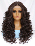 Black Brown Curly Lace Front Wig – Human Hair Blend