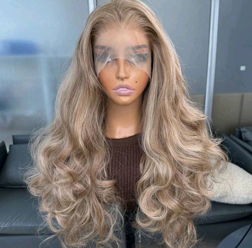 Blonde Highlight Brown Mixed Lace Front Wig – 22 Inch