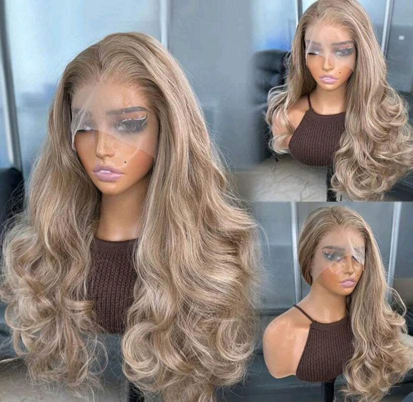 Blonde Highlight Brown Mixed Lace Front Wig – 22 Inch