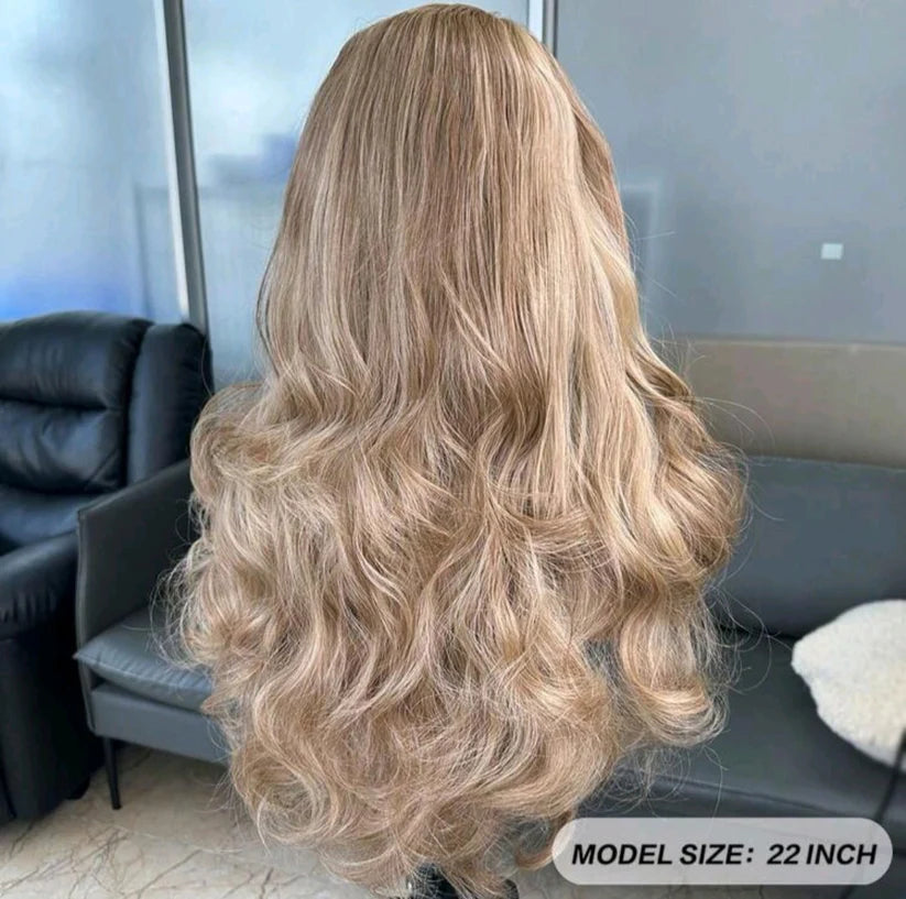 Blonde Highlight Brown Mixed Lace Front Wig – 22 Inch