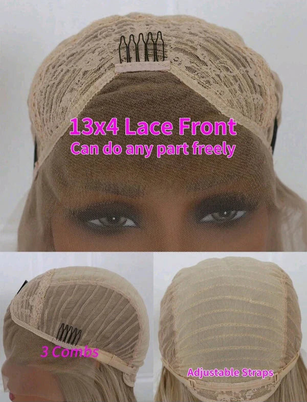 Blonde Lace Front Wig – 24 Inch Human Hair Blend