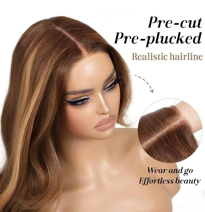 Body Wave Lace Front Wig – 28 Inch Honey Gold Human Hair Blend