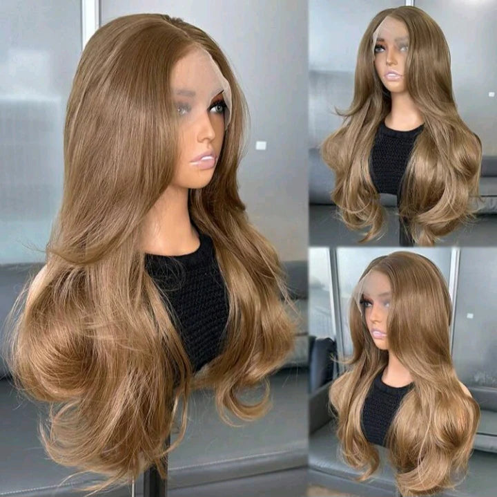 Brown Lace Front Wig – 150 Density Kanekalon Heat Resistant