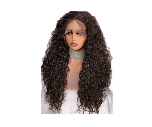 Chocolate Brown Soft Deep Lace Front Wig – 28 Inch Human Hair Blend