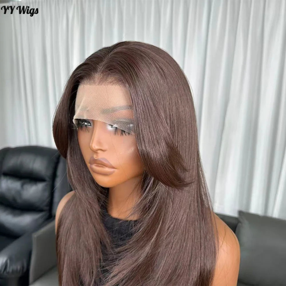 High Quality Hot Selling 4# Heat Resistant 13x6 Glueless Natural Wavy Synthetic Lacefront Wigs for Black Womens Daily Use