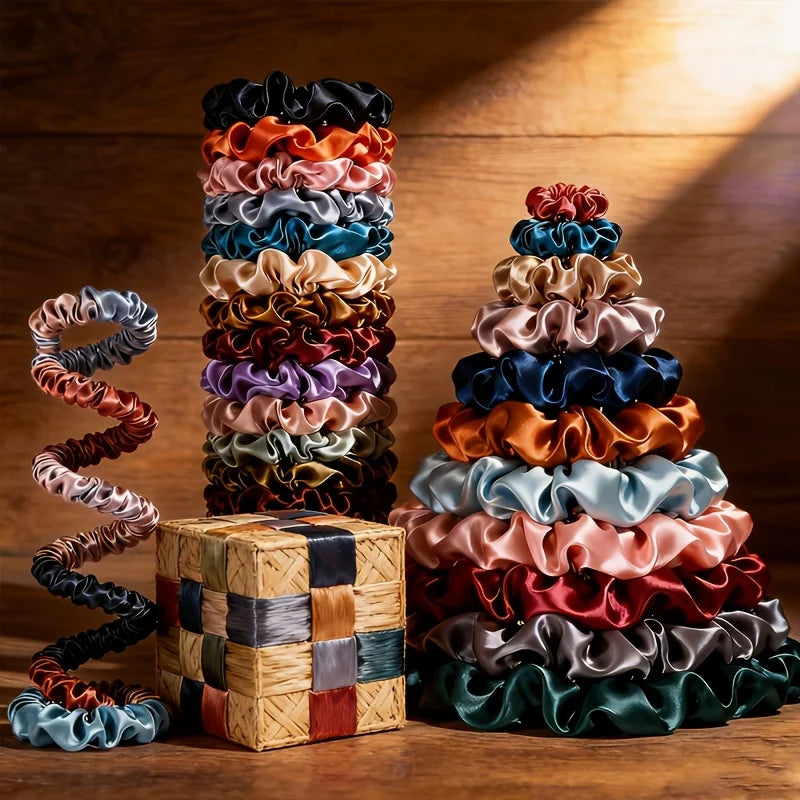 Crown Satin Hair Scrunchies — 19 Pack