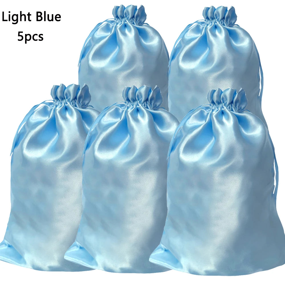 Crown Satin Wig Storage Bags — 5 Pack