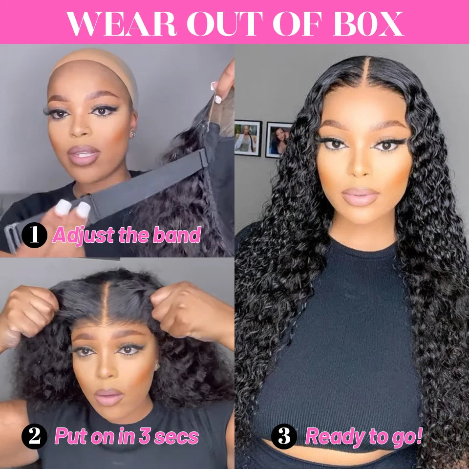 Water wave glueless human wig 7x5 HD lace pre-cut South Africa — Crown Concept