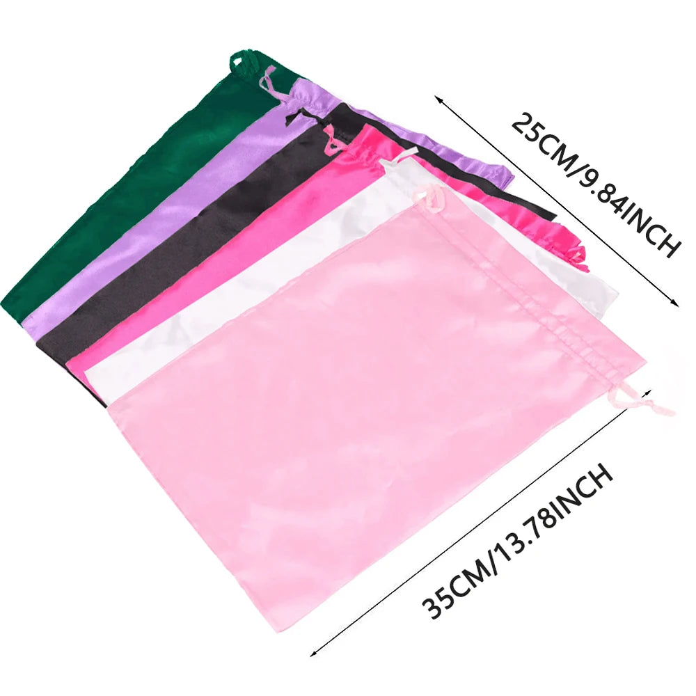 Crown Satin Wig Storage Bags — 5 Pack