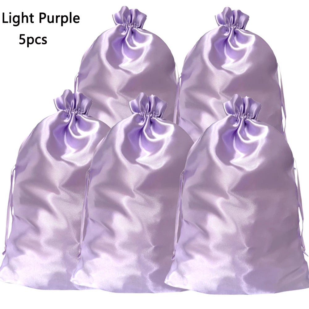 Crown Satin Wig Storage Bags — 5 Pack
