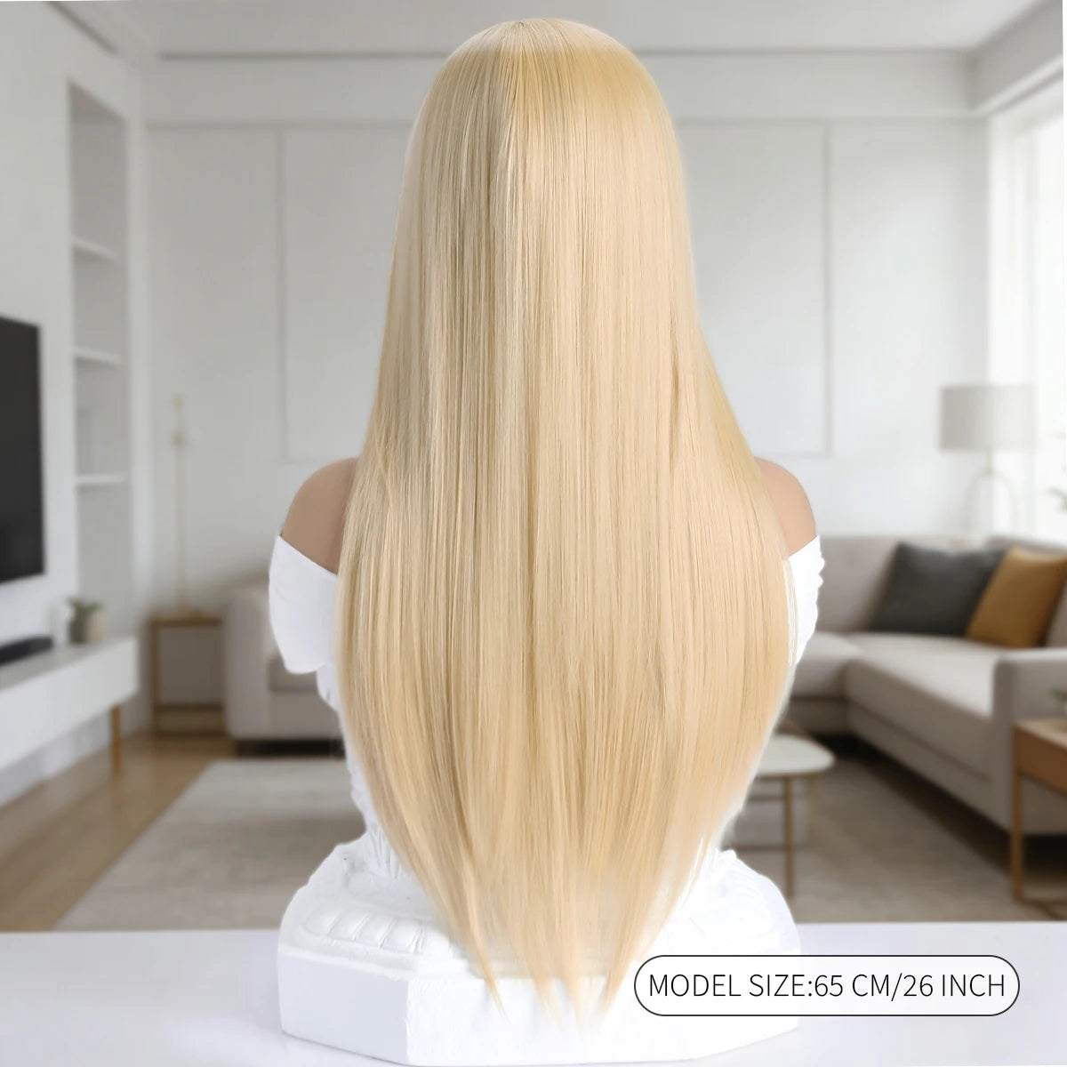 Wig with Bangs for Women  Long Straight Heat Resistant Synthetic Wig for Daily Use, Party, Halloween, Cosplay 26 Inch Wig for