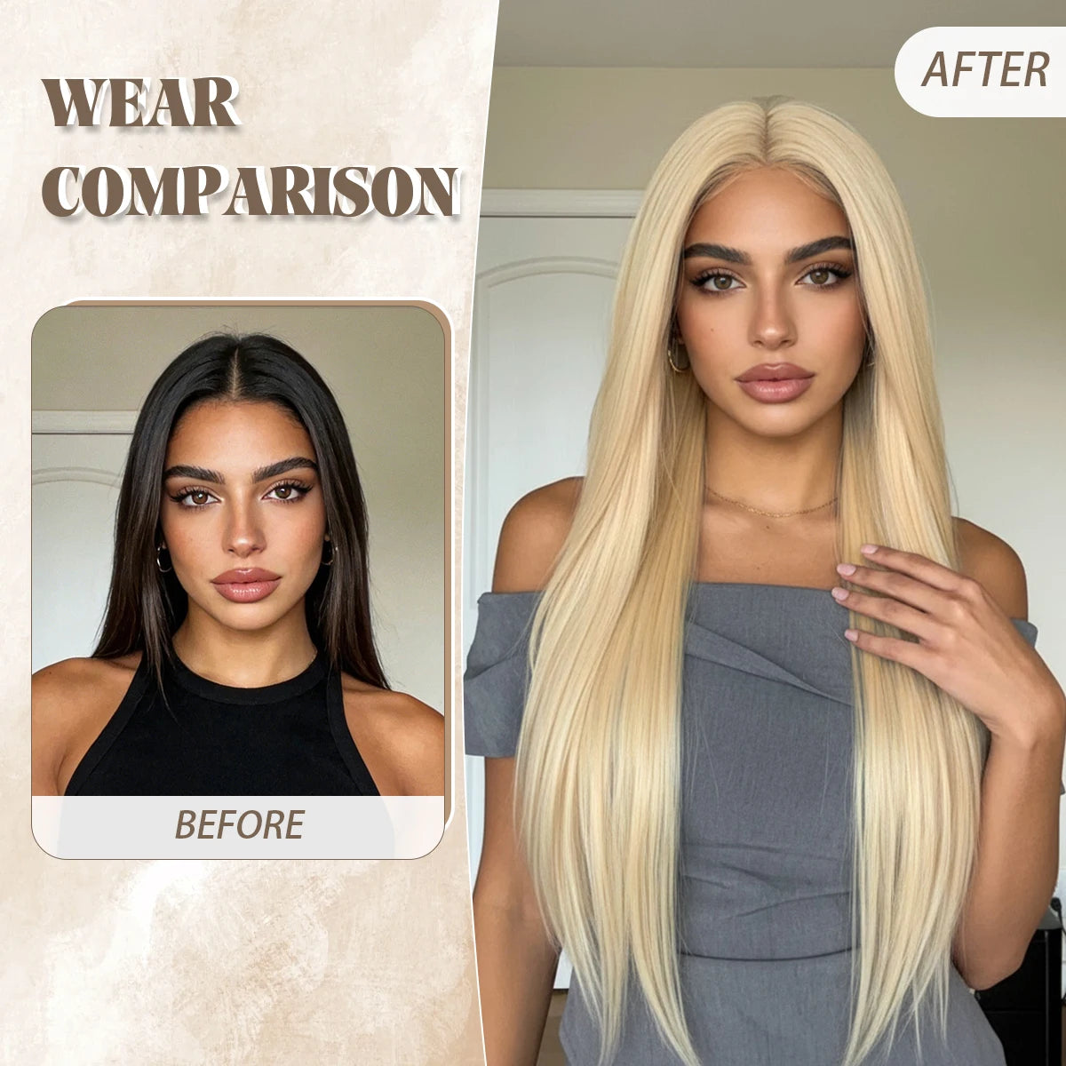 Wig with Bangs for Women  Long Straight Heat Resistant Synthetic Wig for Daily Use, Party, Halloween, Cosplay 26 Inch Wig for