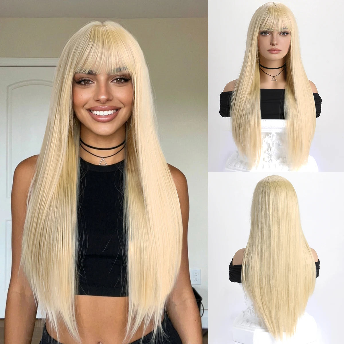 Crown Long Straight Wig with Bangs — 26 Inch