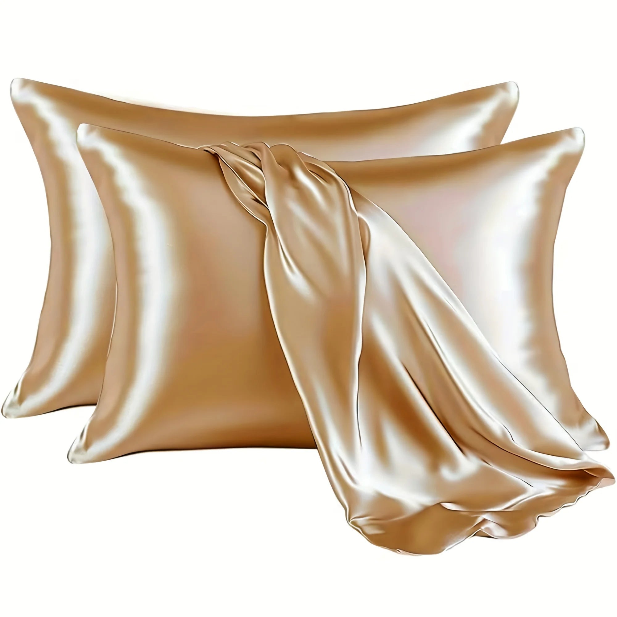 2PCS Solid Color Satin Pillowcase (without Pillow Core) Soft Breathable,Size:20*26inch,Suitable for Bedroom Sofa Home Decoration