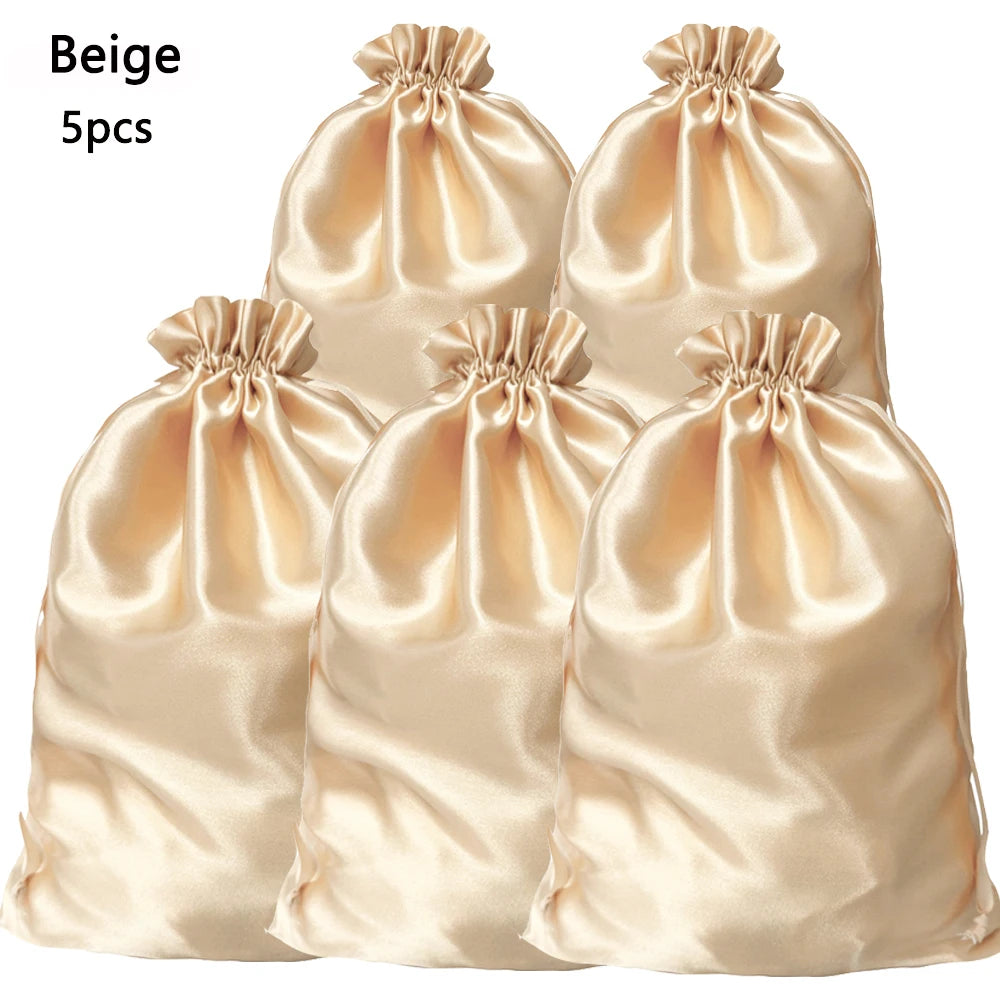 Crown Satin Wig Storage Bags — 5 Pack