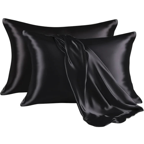 2PCS Solid Color Satin Pillowcase (without Pillow Core) Soft Breathable,Size:20*26inch,Suitable for Bedroom Sofa Home Decoration