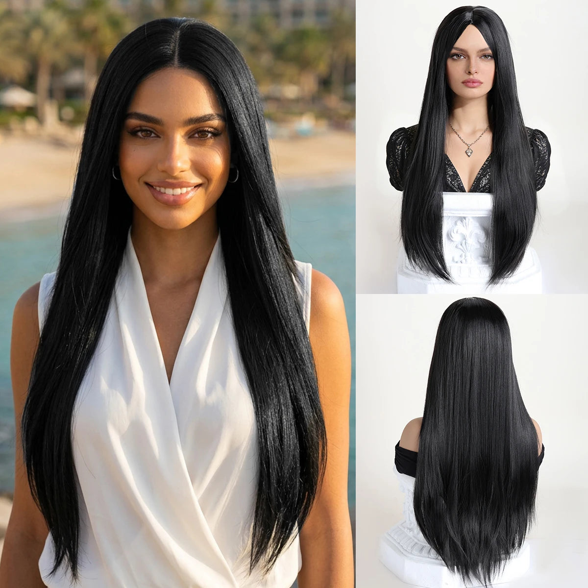 Crown Long Straight Wig with Bangs — 26 Inch