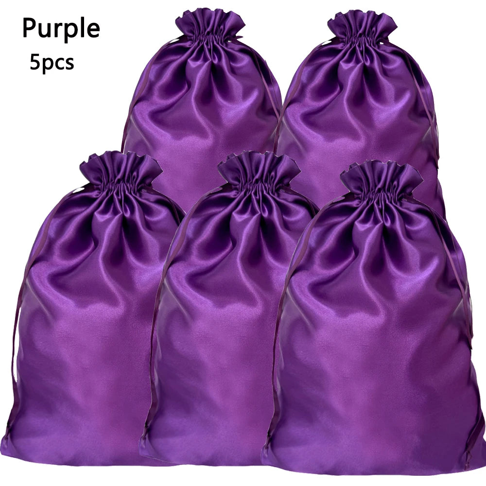 Crown Satin Wig Storage Bags — 5 Pack