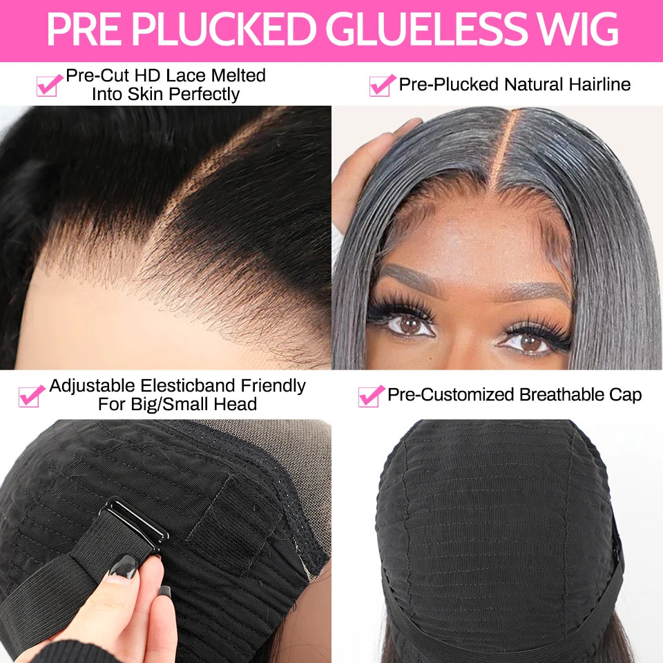 Water wave glueless human wig 7x5 HD lace pre-cut South Africa — Crown Concept