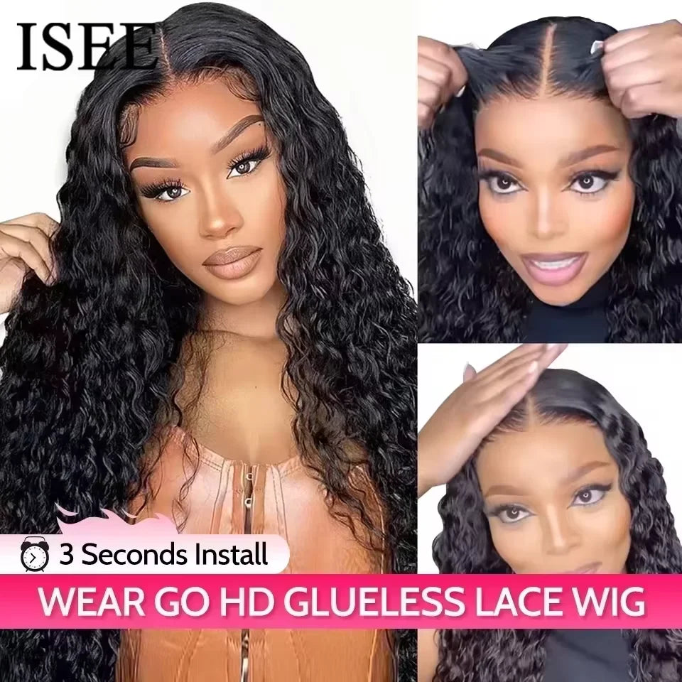 Water wave glueless human wig 7x5 HD lace pre-cut South Africa — Crown Concept