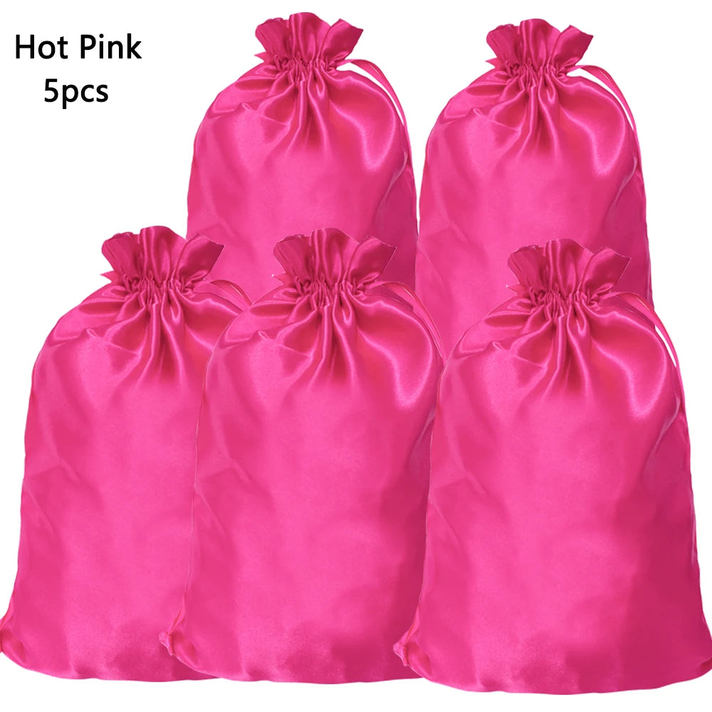Crown Satin Wig Storage Bags — 5 Pack