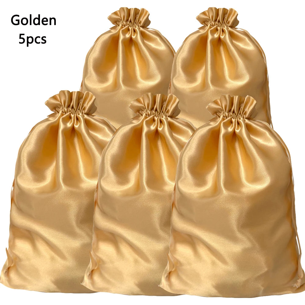 Crown Satin Wig Storage Bags — 5 Pack